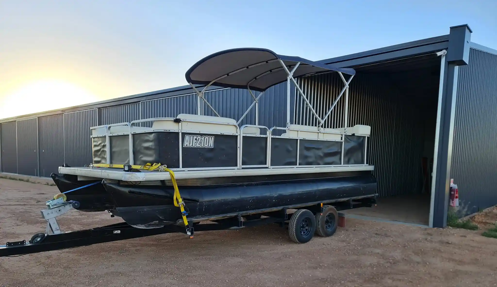 boat stored in metal shed (2)